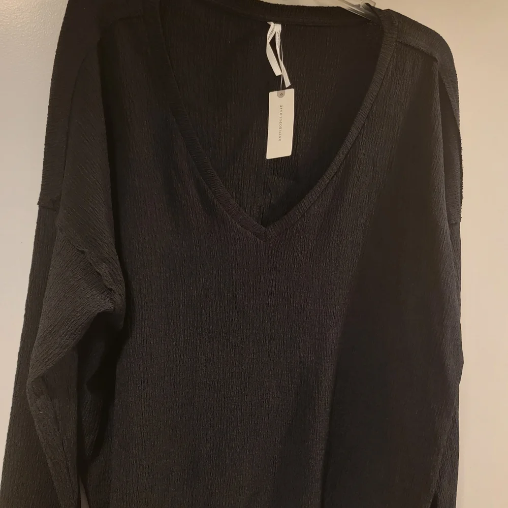 Anthropologie Brand New Textured Black Ling sleeve Top. XL. NWT! - Picture 11 of 15